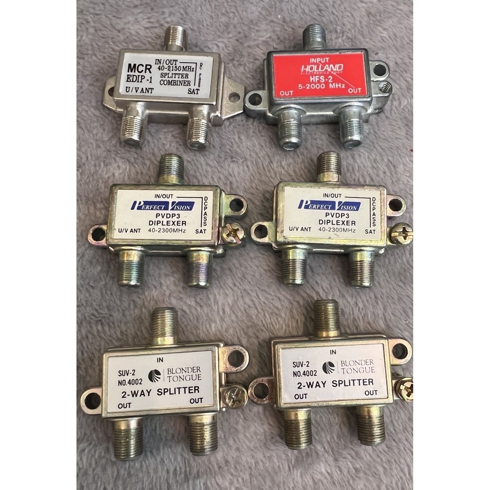 Lot of 6 Coax Cable Splitters & Diplexers Holland‎ Perfect Vision Blonder Tongue